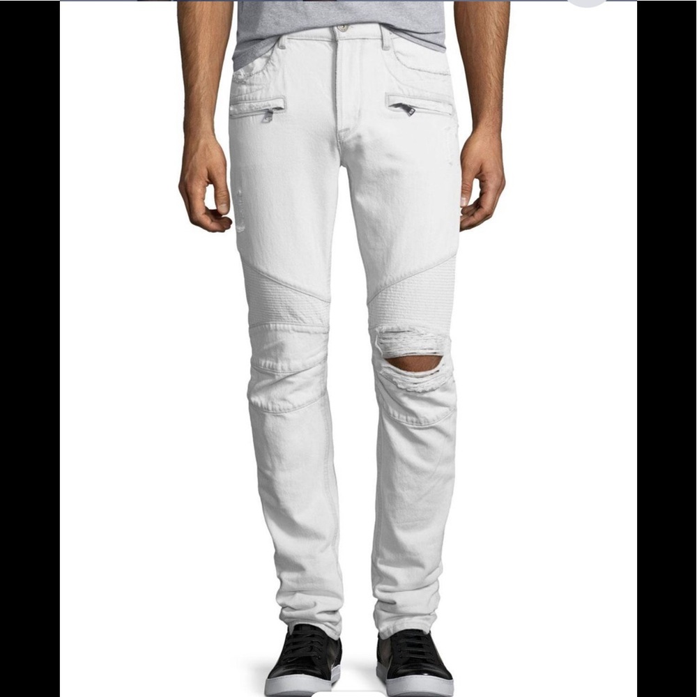 Hudson Blinder Biker Distressed Skinny Jeans White